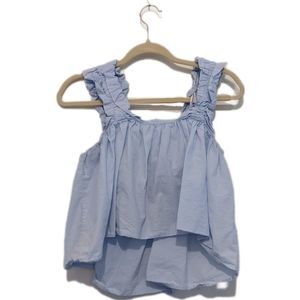 Zara light blue babydoll ruffle strap crop top S